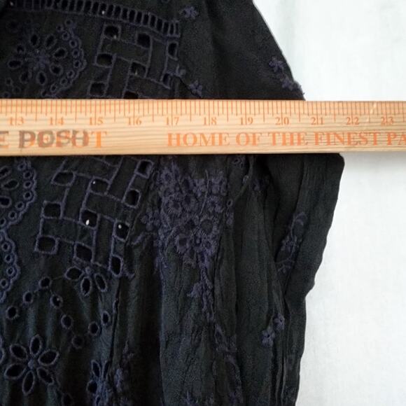 Johnny Was Embroidered Floral Eyelet Patchwork Dress black goth M tunic coastal - Picture 4 of 12